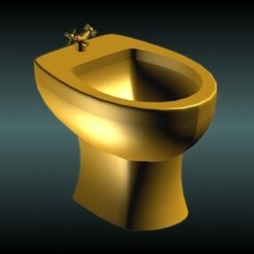 Mô hình chậu vệ sinh vàng 3d