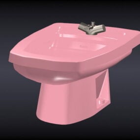 Bidé de cerámica rosa modelo 3d