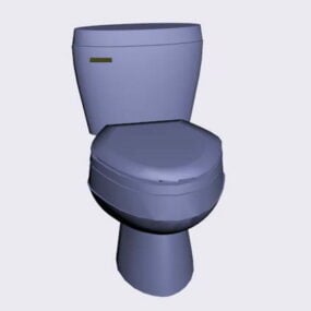 Modelo 3d de vaso sanitário azul claro de duas peças