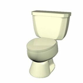 Single Flush Round Toilet 3d model