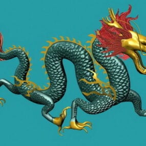 Modello 3d del drago cinese verde