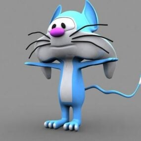 Fat Blue Cat Cartoon 3d model