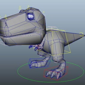 Roztomilý kreslený 3D model Dinosaur Rig