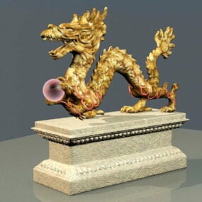3D-Modell der chinesischen Drachenskulptur