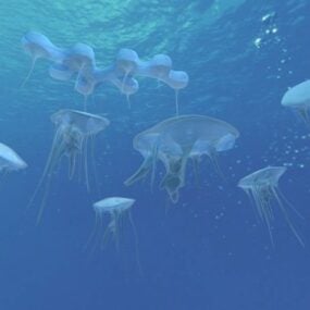 Modelo 3d de medusas del océano