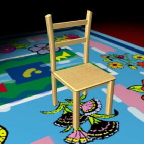 白木餐椅3d模型