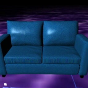 Model 3D niebieskiego rozkładanego fotela dwuosobowego