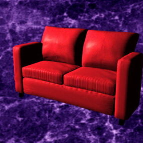 Model 3D czerwonego rozkładanego fotela dwuosobowego