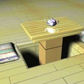Mô hình bàn trà Nhật Bản 3d