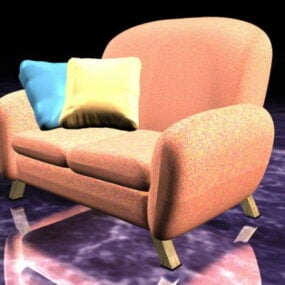 Modelo 3d de cadeira de sofá estofado rosa