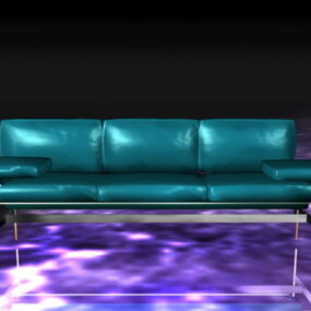 3д модель синего кожаного дивана
