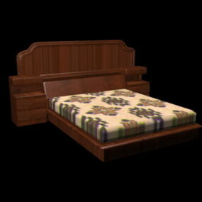 Bed With Built In Nightstands 3d model