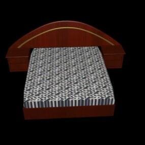 Mô hình giường nền gỗ đỏ 3d