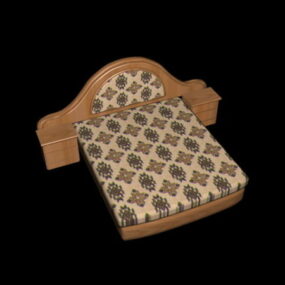 Τρισδιάστατο μοντέλο κρεβατιού πλατφόρμας με κομοδίνα