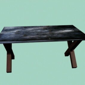 Vintage Wood Table 3d model