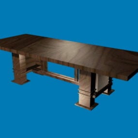 देहाती लकड़ी डाइनिंग टेबल 3डी मॉडल