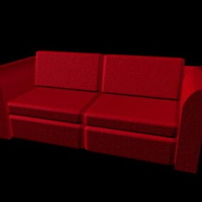 Model 3D czerwonego fotela dwuosobowego