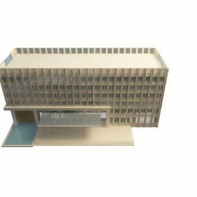 Hotel Building With Swimming Pool 3d model