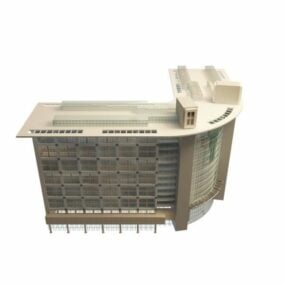 3d модель кутової офісної будівлі