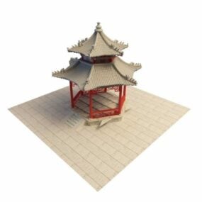 Modello 3d del padiglione del giardino cinese