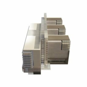 Modelo 3D de arquitetura complexa comercial