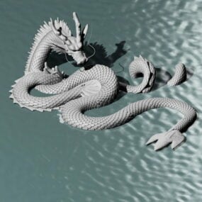 Sculpture chinoise double dragon modèle 3D