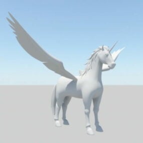 Model 3d Unicorn Bersayap