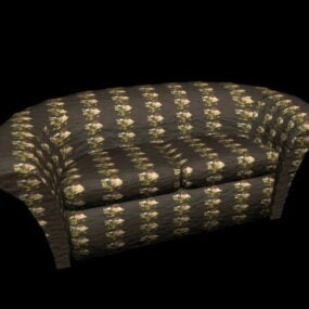 Темно-зелений шкіряний розкладний диван 3d модель