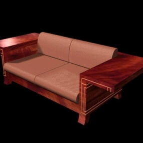 乡村双人沙发带附桌子3d模型