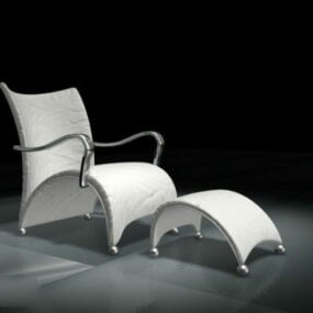 White Leisure Chair With Ottoman 3d model