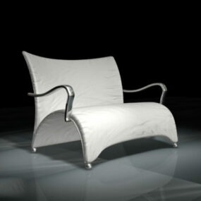 เก้าอี้หนังสีขาวโค้งแบบ 3 มิติ