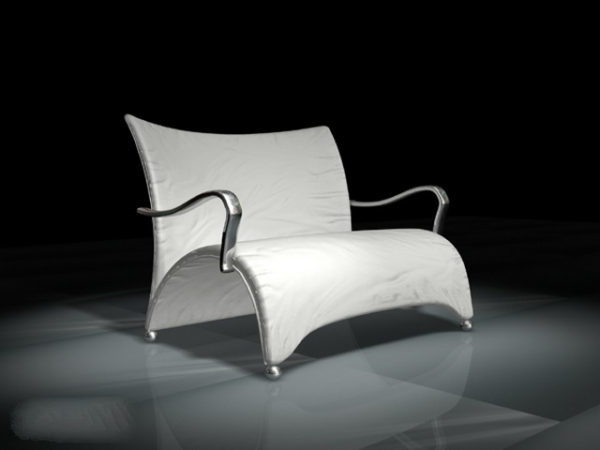 Arched White Leather Chair