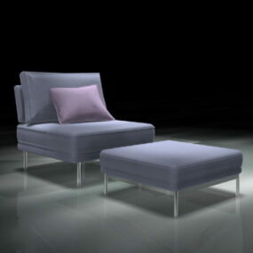 Modern Accent Chair With Ottoman 3d model