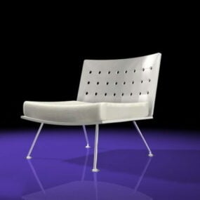 White Leather Barcelona Chair 3d model
