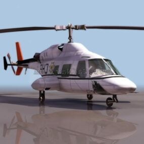 هلیکوپتر دو موتوره سبک بل 222 مدل سه بعدی