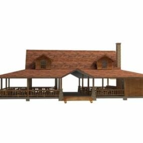 Bondegård med terrasse 3d-model