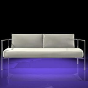 3д модель Современного белого кожаного дивана на двоих