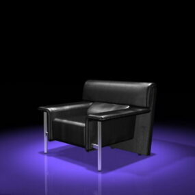 כיסא מודרני מעור שחור דגם תלת מימד