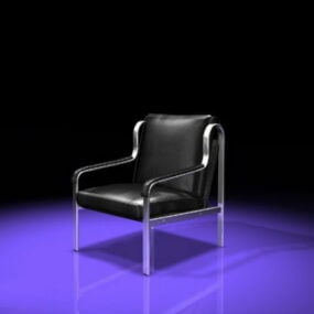 黑色皮革口音椅子 3d model