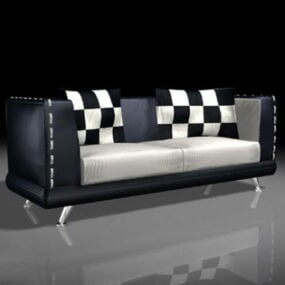3d модель сучасного чорного шкіряного дивана