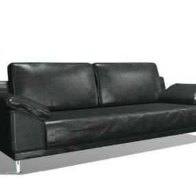 3d модель чорного шкіряного дивана