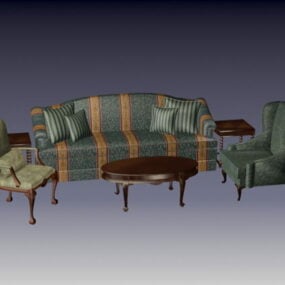 Traditionella vardagsrumsmöbler set 3d-modell