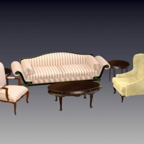 Vintage sady nábytku do obývacího pokoje 3D model