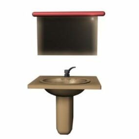 Проста 3d модель умивальника для ванної кімнати з дзеркалом