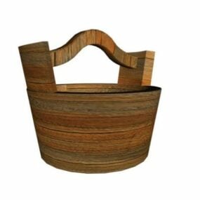 Vintage Wooden Wash Bucket 3d model