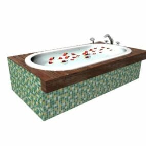Mosaiikkilaatoitettu kylpyamme 3d-malli