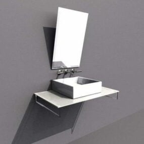 Wall Mount Basin Sink And Mirror 3d model