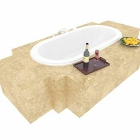 Drop In Tub With Marble Surround 3d model