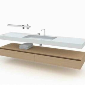 Long Vanity With One Sink 3d model