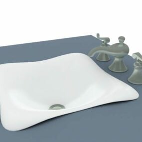 Umywalka montowana na dole z kranem Model 3D